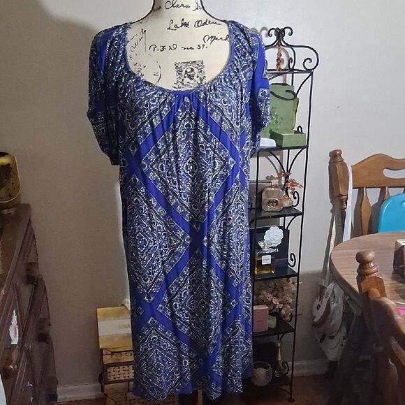 Michael Kors Blue Patterned Women's Dress Medium - Picture 1 of 11